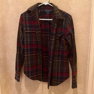Ralph Lauren Slim Fit Plaid Flannel with Suede Elbow Patches